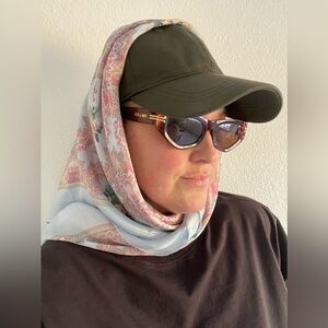 Vintage Floral 100% Silk Scarf, Baby Blue & Pink